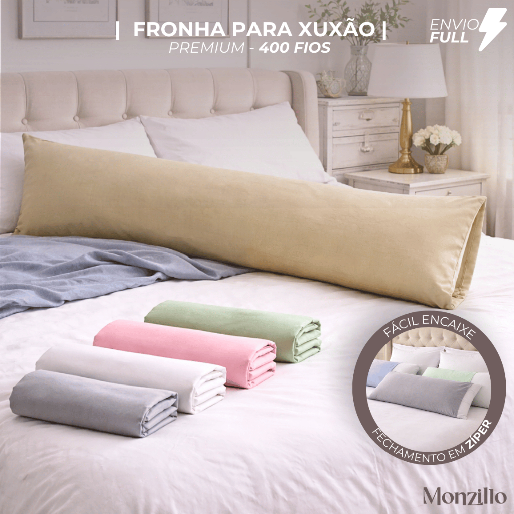 Capa |  Fronha de Travesseiro de Corpo |  Percal 400 Fios |  Xuxão 1,40mx0,40cm com Zíper em Oferta na Shopee