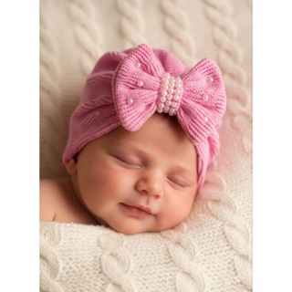 kit 3 Touca Turbante com pérolas luxo | Touca recém nascido saída maternidade em Oferta na Shopee