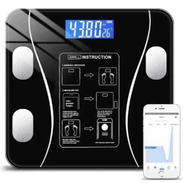 Balança Corporal Bioimpedância Profissional Bluetooth até 180kg (VAI SEM A CAIXA) e (VAI BRINDE)