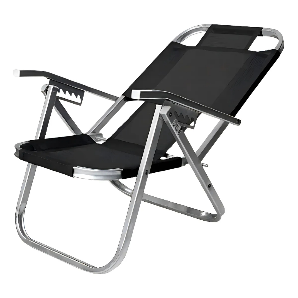 Cadeira De Praia Reclinável Alta Ipanema Botafogo Preta