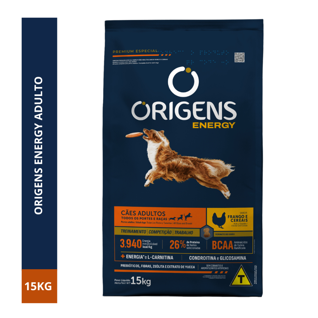 Ração Origens Energy Cães Adultos Frango E Cereais 15kg