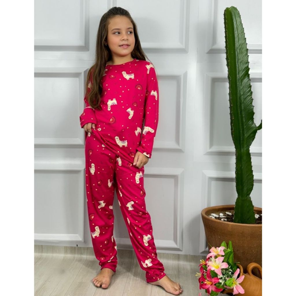 Pijama Criança Frio Infantil Inverno Manga Longa Estampado Conjunto Menina Suede Calça Blusa Dormir