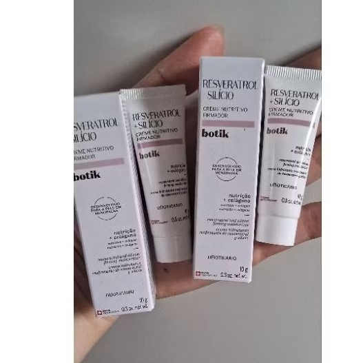 kit 2 Creme hidratante facial rosto Firmador Botik Resveratrol + Silíco 10g O Boticário ideal para testar e ter na bolsa