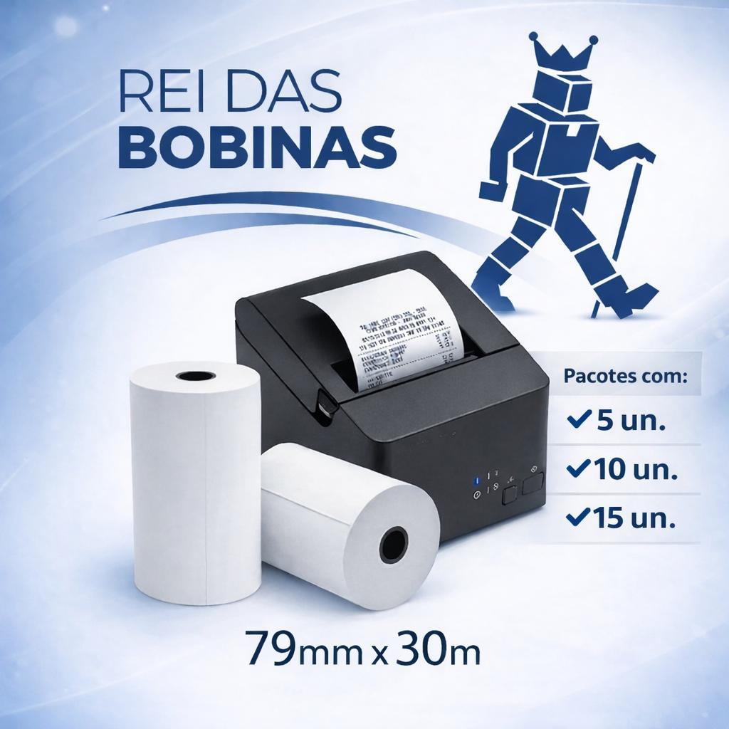 Bobina Térmica 80x30 PDV Cupom Fiscal Kit com 5, 10 ou 15 unidades