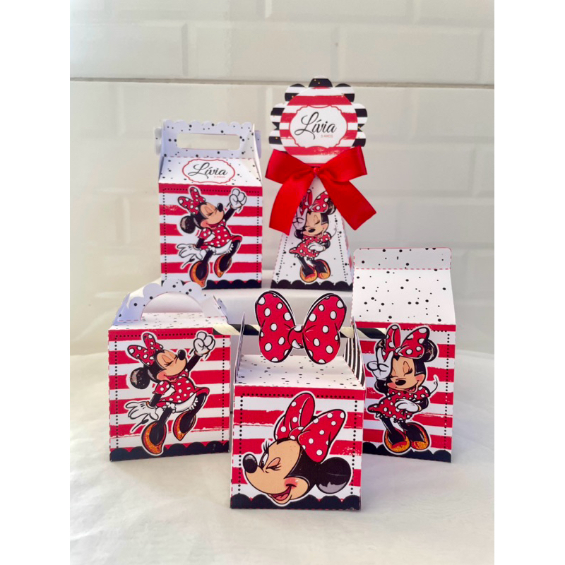Kit Festa Personalizado Pegue e Monte | Caixinhas Personalizadas Minnie | Lembrancinhas Aniversário