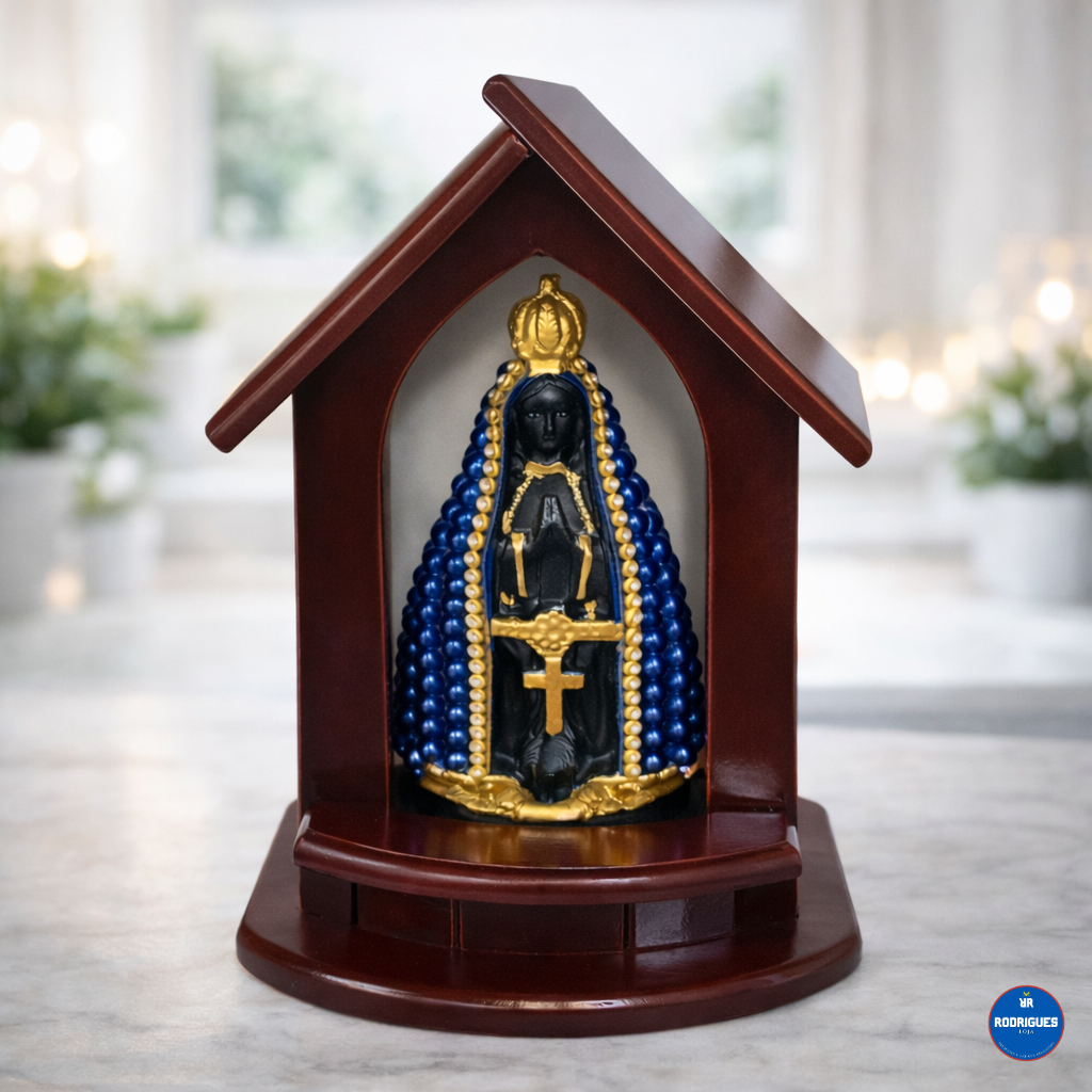 Capela Oratorio Em Madeira Imagem Nossa Senhora Aparecida Pérola