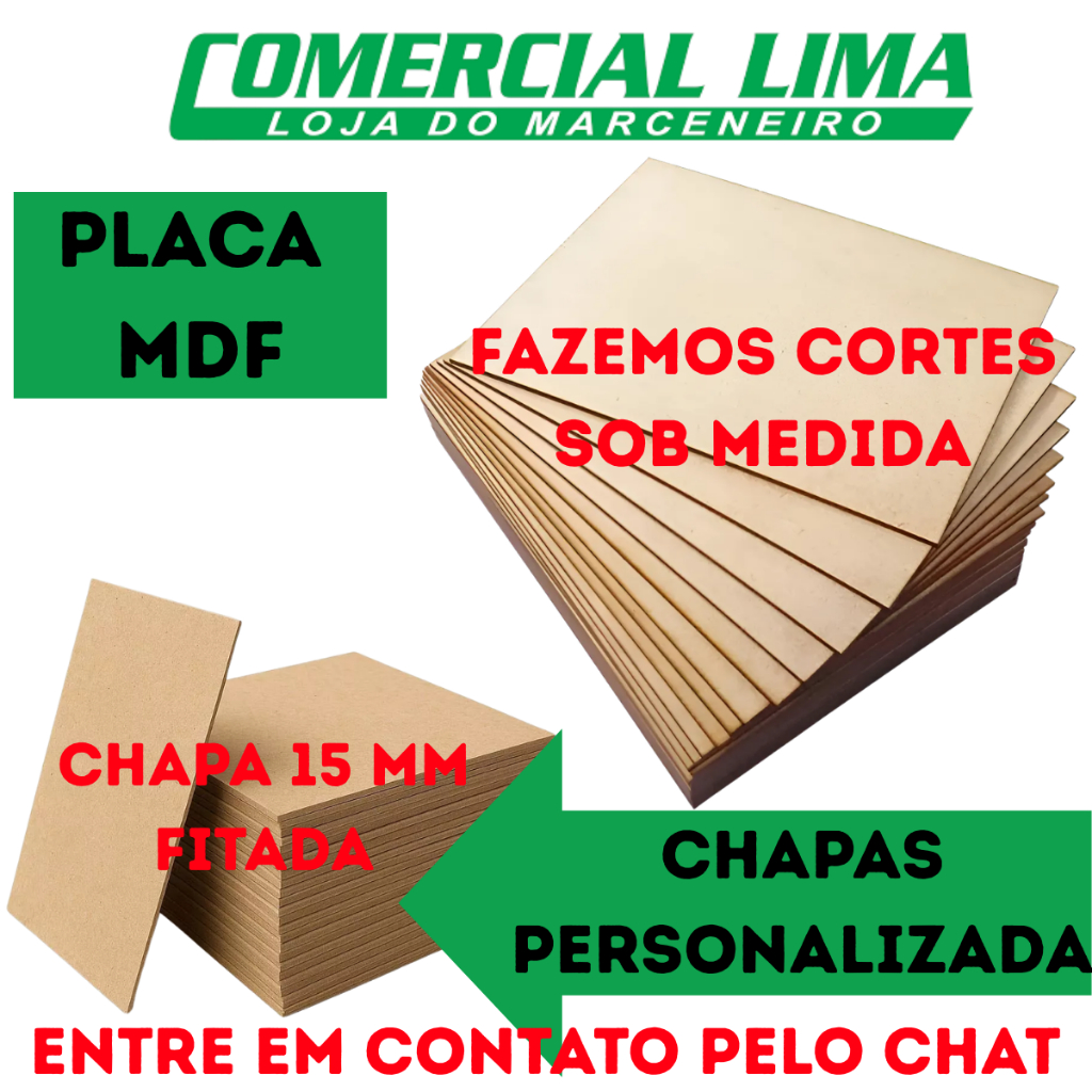 Placa Chapa MDF 15MM Sob Medida FITADA PERSONALIZADA