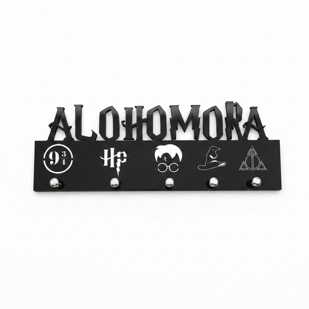Porta Chaves HP Alohomora 5 Espaços para Chaves13x27cm em MDF Preto em Oferta na Shopee