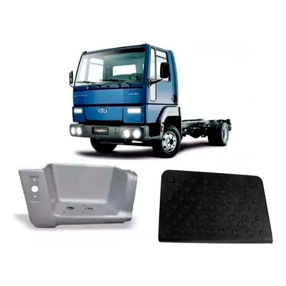 Estribo E Pisante Maior Ford Cargo 814-815-816-712 Direito Estribo Branco / Pisante Preto
