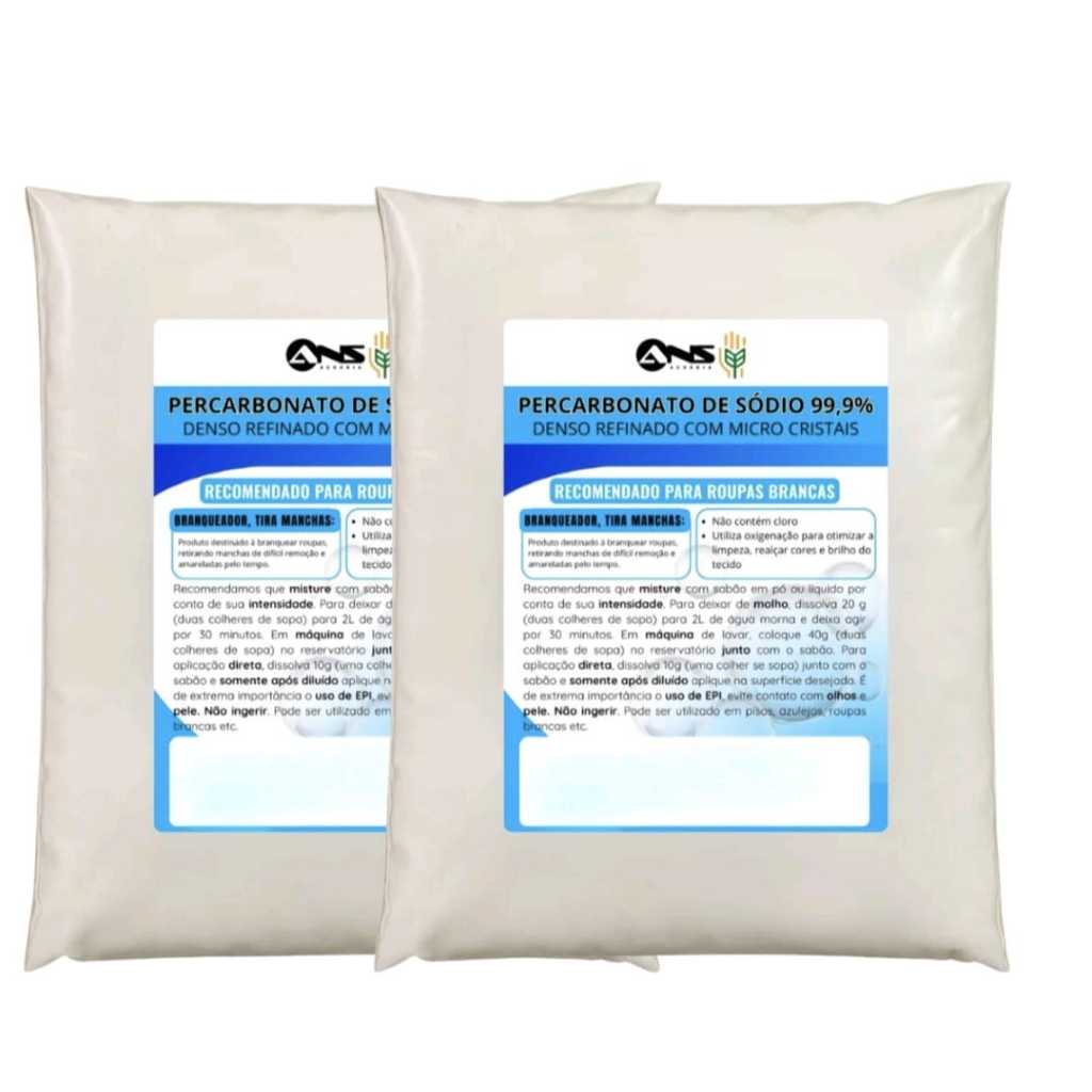 Percarbonato de Sódio de 1kg ANS Original Limpeza pesada Remove Manchas Desinfeta e Clareia Roupas Brancas