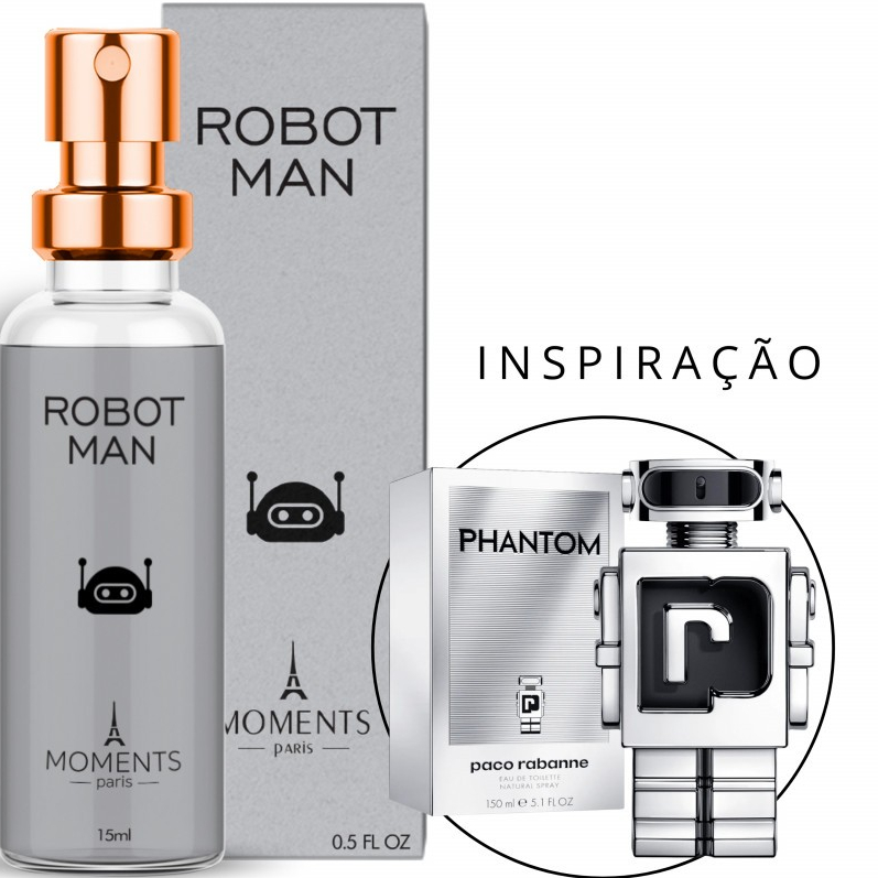 Perfume Importado Contratipo Masculino Robot Man Eau de Parfum EDP 15ml Moments Paris Bolso Viagem