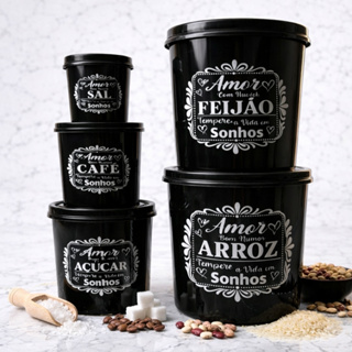 Kit Mantimentos Jogo 5 peças  Redondo de plástico  Armazenamento de alimentos em Oferta na Shopee