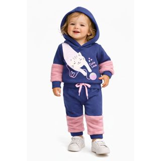 Conjunto Moletom com Capuz Peluciado Carneirinho Infantil Menina. Tam 1 / 2 / 3. Inverno em Oferta na Shopee