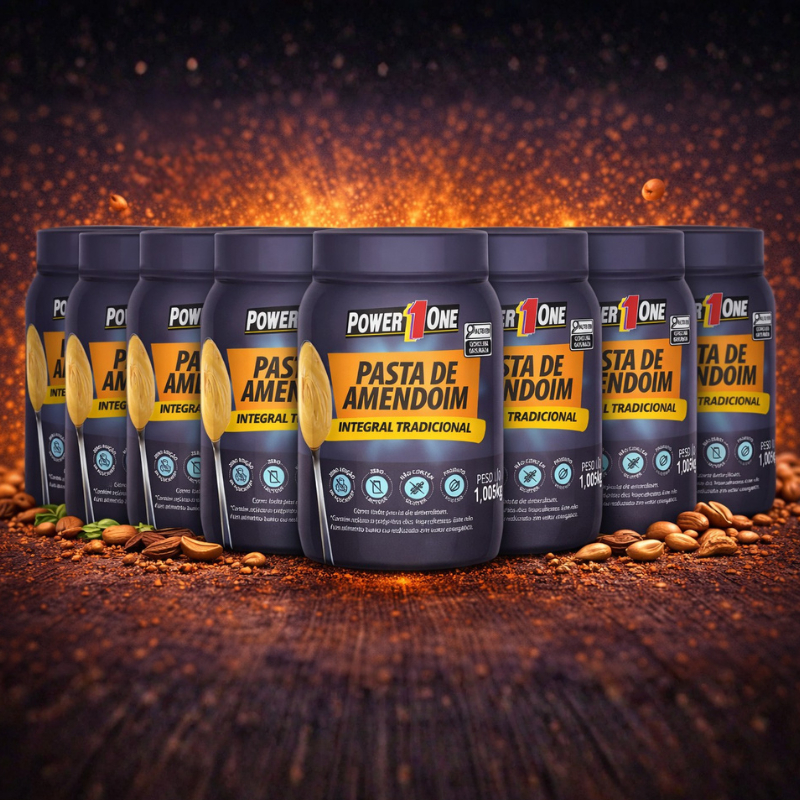KIT 8 Pasta de Amendoim Integral POWER ONE CROCANTE ou TRADICIONAL 1KG 1,005 PowerOne Combo PowerOne