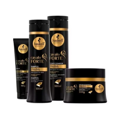 Kit Haskell Cavalo Forte Shampoo Condicionador Máscara 300g + Leave In 150ml