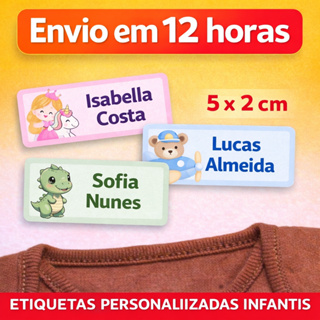 Etiqueta Personalizada Termocolante 5 x 2 cm – Para Uniformes, Roupas de Creche e Viagens em Oferta na Shopee