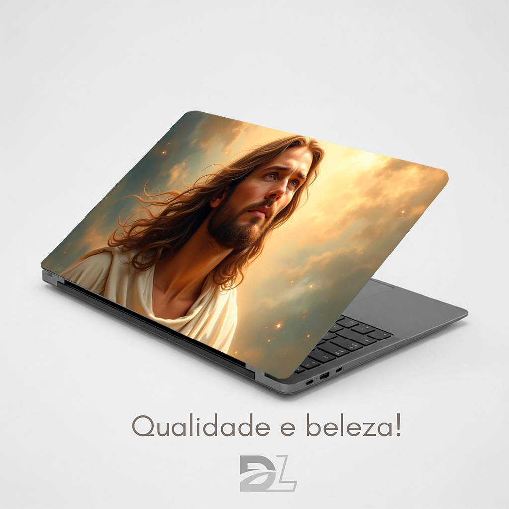 Skin Adesivo Para Notebook Jesus Cristo Brilho Religioso Deus Proteção Beleza e Estilo em VInil 4K