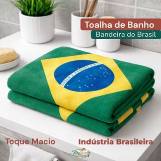 Toalha de Banho Bandeira do Brasil 70x1,35m Macia, Leve e Secagem Rápida em Oferta na Shopee