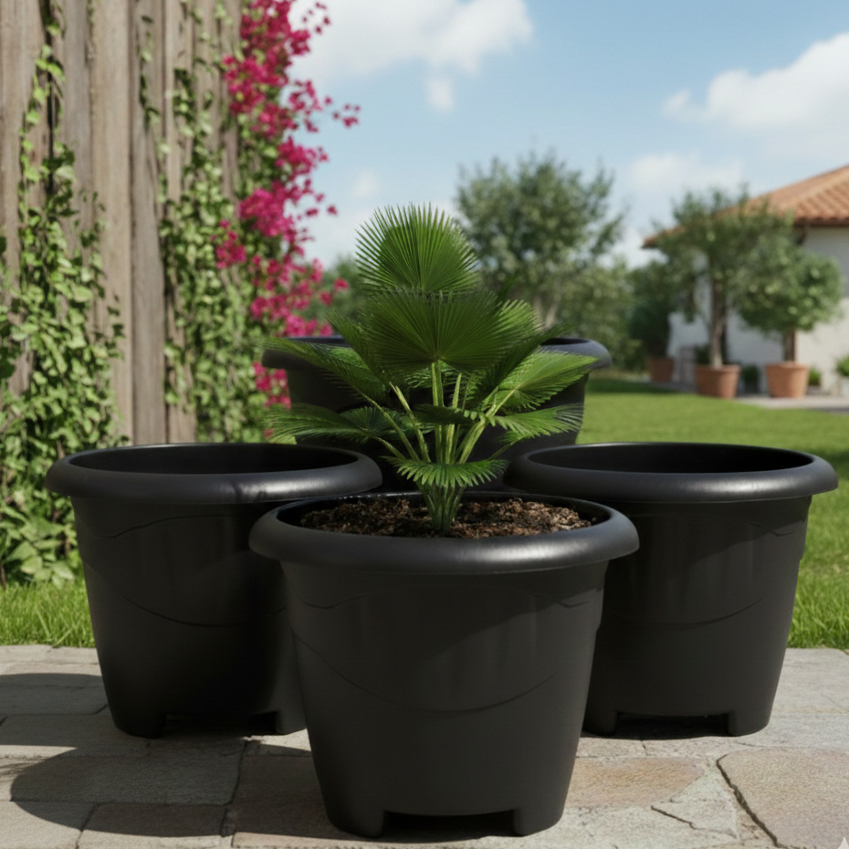 Kit 4 Vasos 9 Litros Plástico Resistente para Jardim Plantas Flores Área Externa Decoração