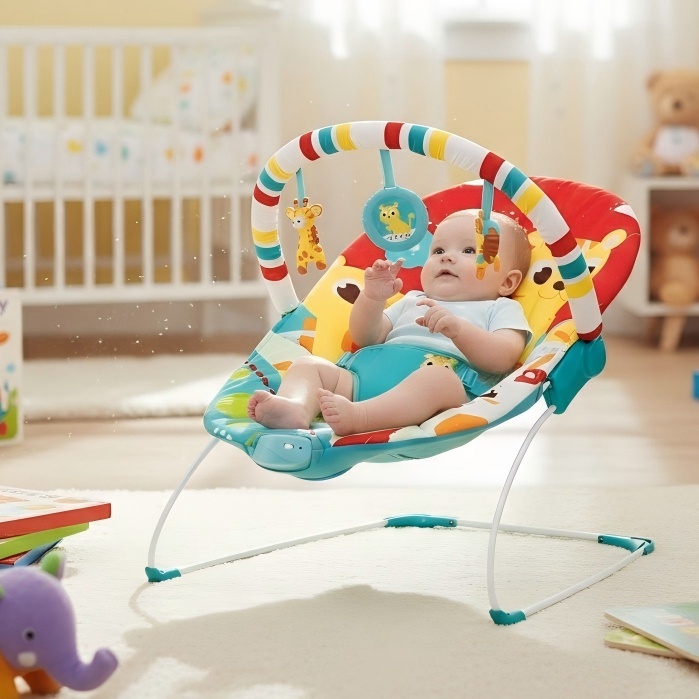 Cadeira de Descanso Bebê Mastela Vibratória e Musical Balanço Infantil Com Arco de Brinquedos Até 14kg