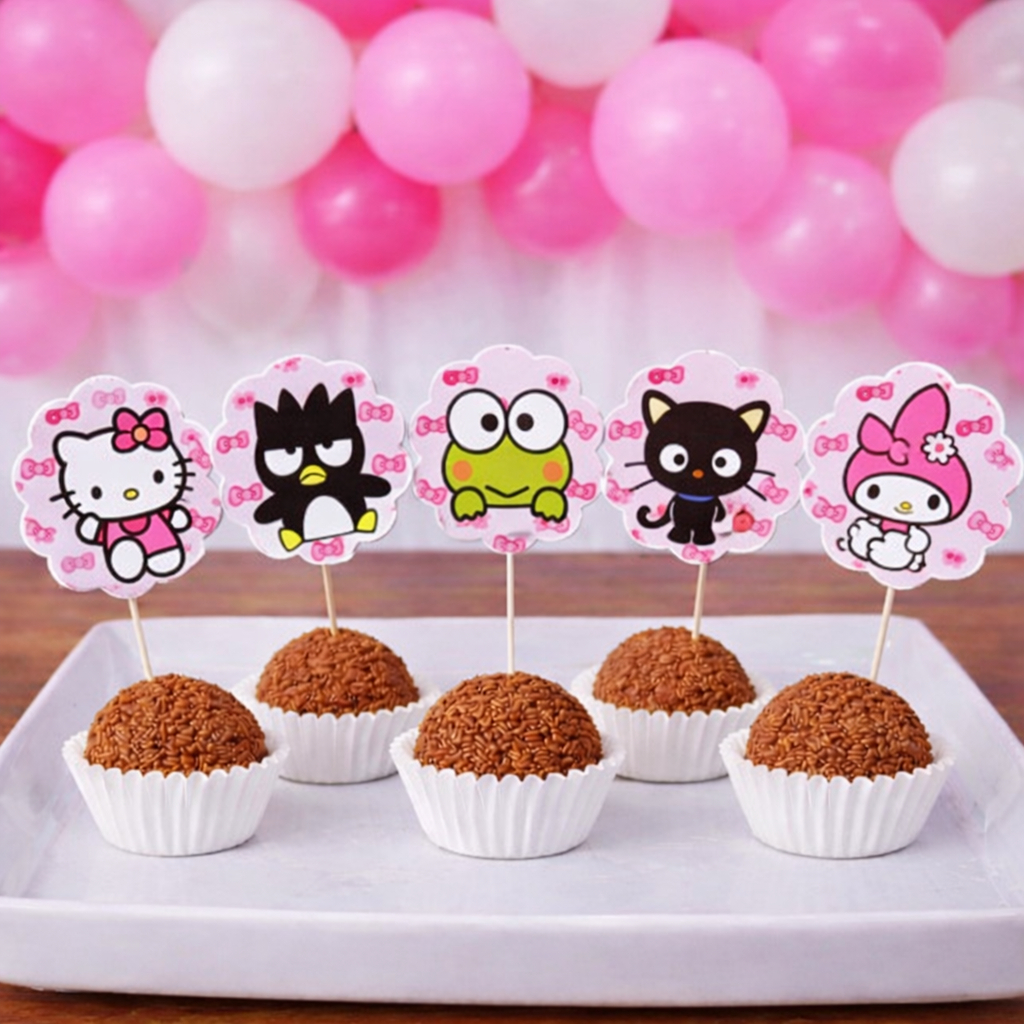 Topper de docinhos ou cupcake Hello Kitty rosa/tags Hello Kitty rosa/Topo de docinho Hello Kitty
