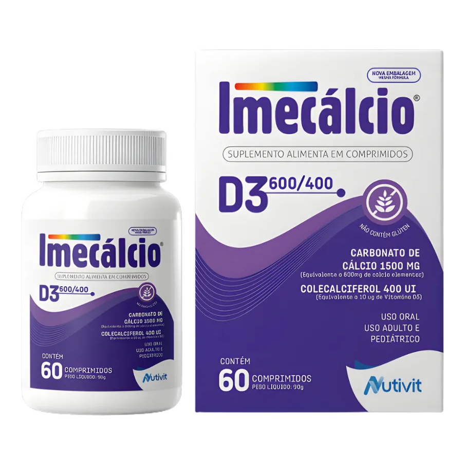 Imecálcio Cálcio D3 600/400mg 60 Comprimidos