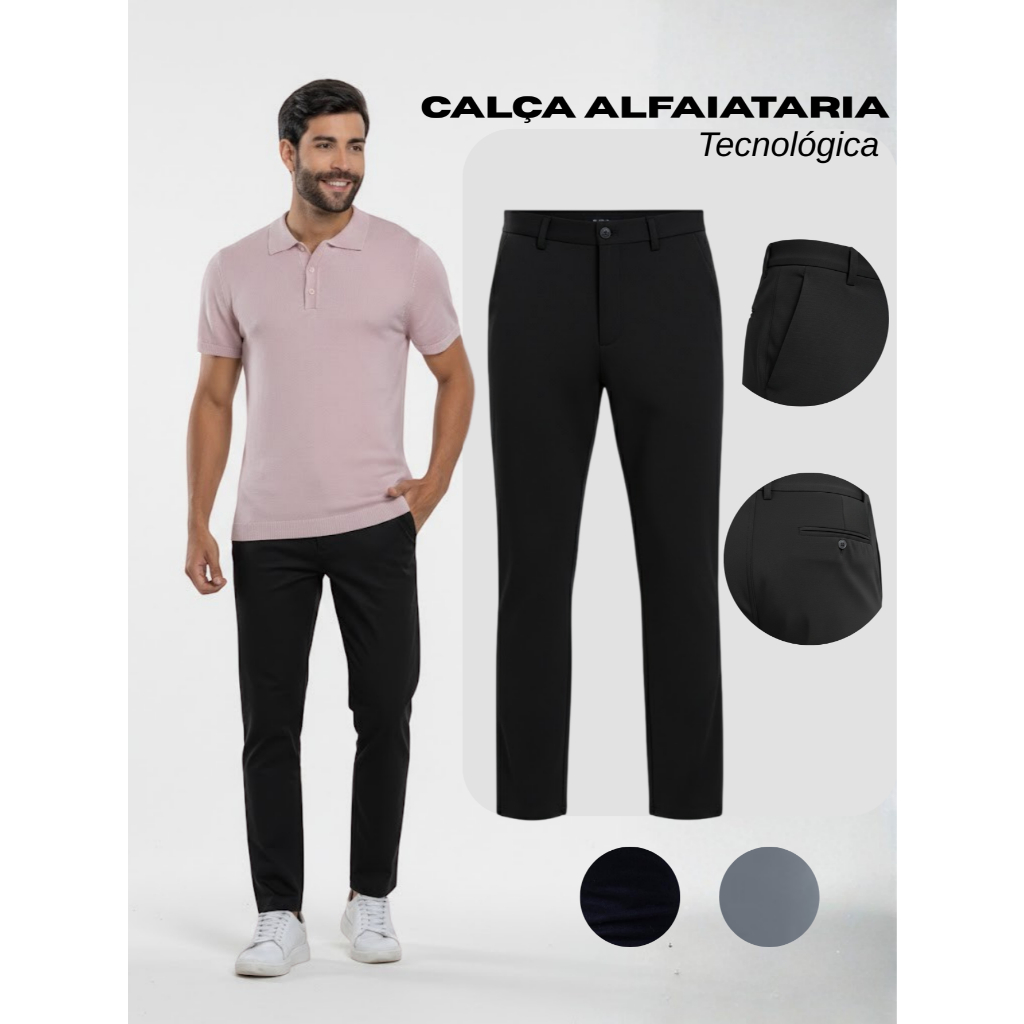 Calca Alfaiataria Masculina Premium com Elastano Esporte Fino Bolso Invisivel em Oferta na Shopee