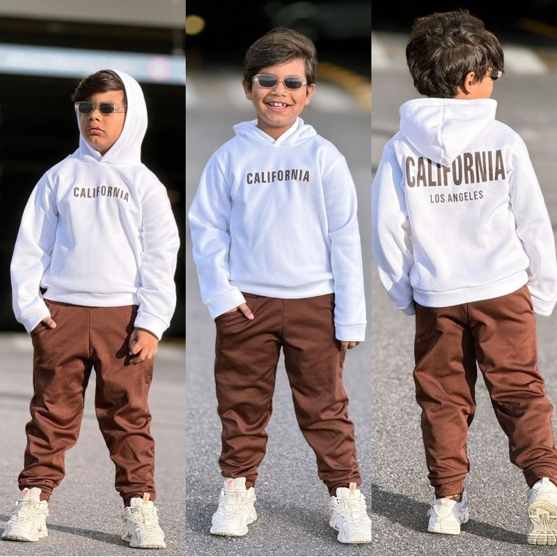 Conjunto Infantil Agasalho Moletom Flanelado Inverno Quentinho com capuz lançamento em Oferta na Shopee