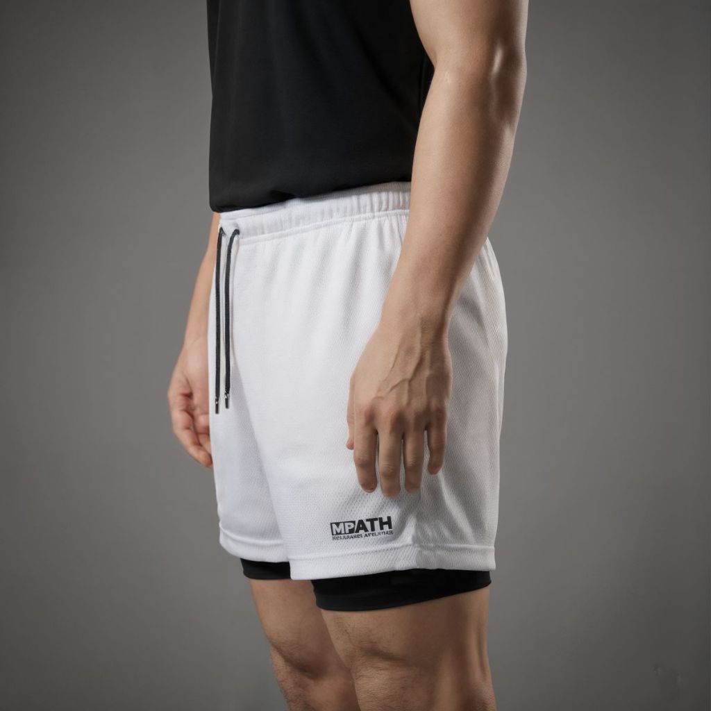 Short Duplo Masculino para Academia Fit com Bermuda de Compressão e Bolso para Celular em Oferta na Shopee