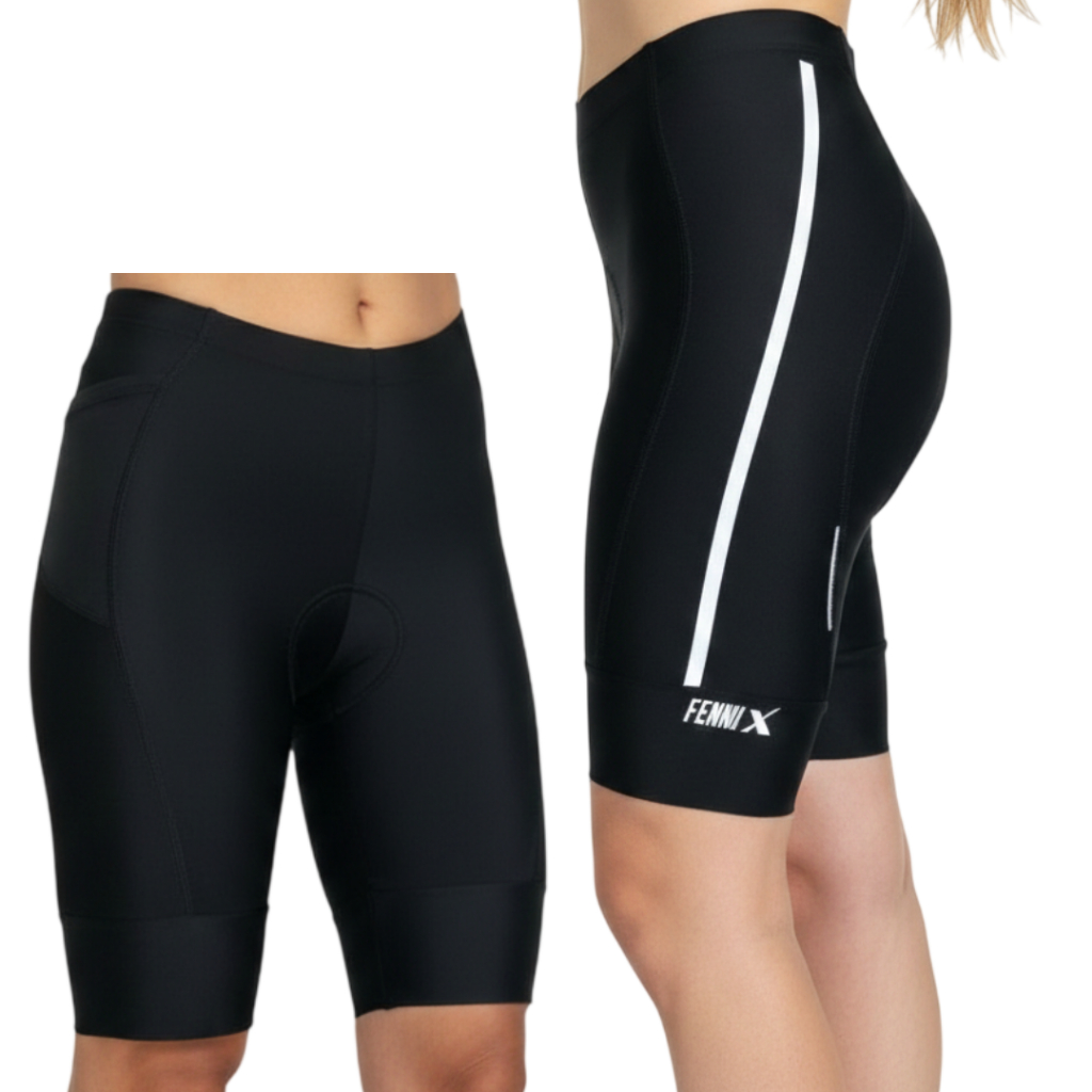BERMUDA CICLISMO COM REFLETIVO FEMININA / FORRO DE ESPUMA / LYCRA FITNESS / PROTEÇÃO UV50+