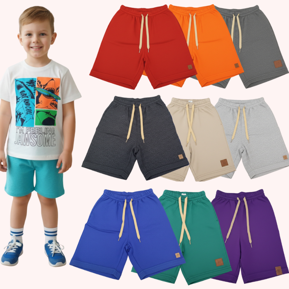 Kit 3 Bermudas Infantil Moletinho Masculina Verão – Roupas de Menino Confortáveis