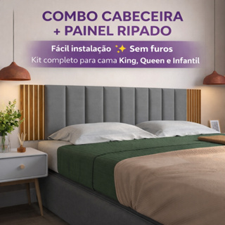 Combo Cabeceira Painel Ripado MDF Cama de Casal King Quenn Infantil Kit Completo 12/10/9/7 peças em Oferta na Shopee