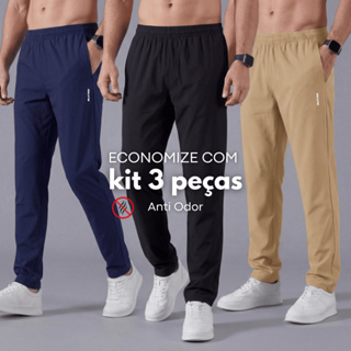 kit 3 Calça Masculina Esportiva Com Elastano Confortável Treino Academia Fitness  P ao G2 em Oferta na Shopee