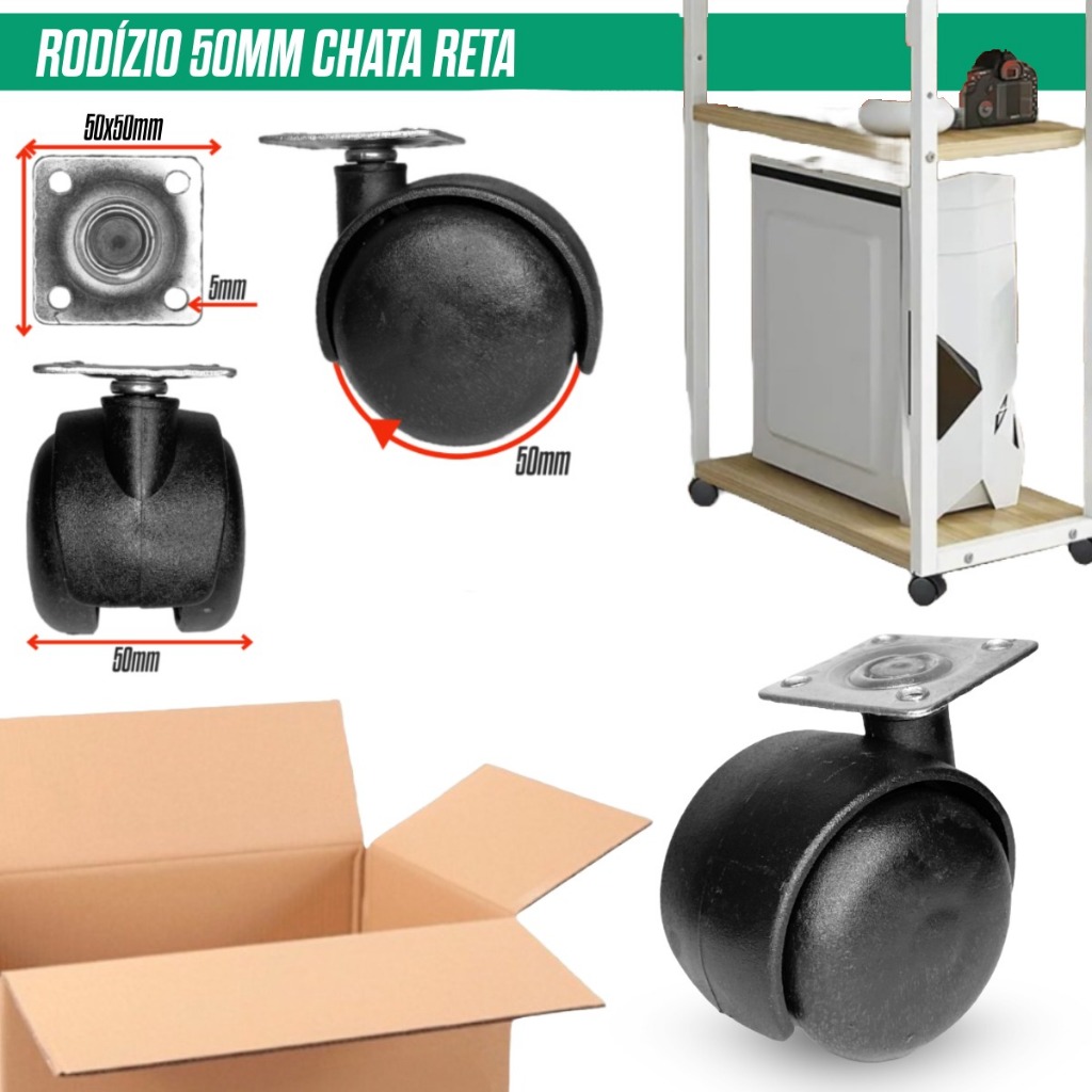 Kit 2/4/5/10 Rodízio Chapa 50mm Para Móveis Marcenaria Industrial Profissional Premium