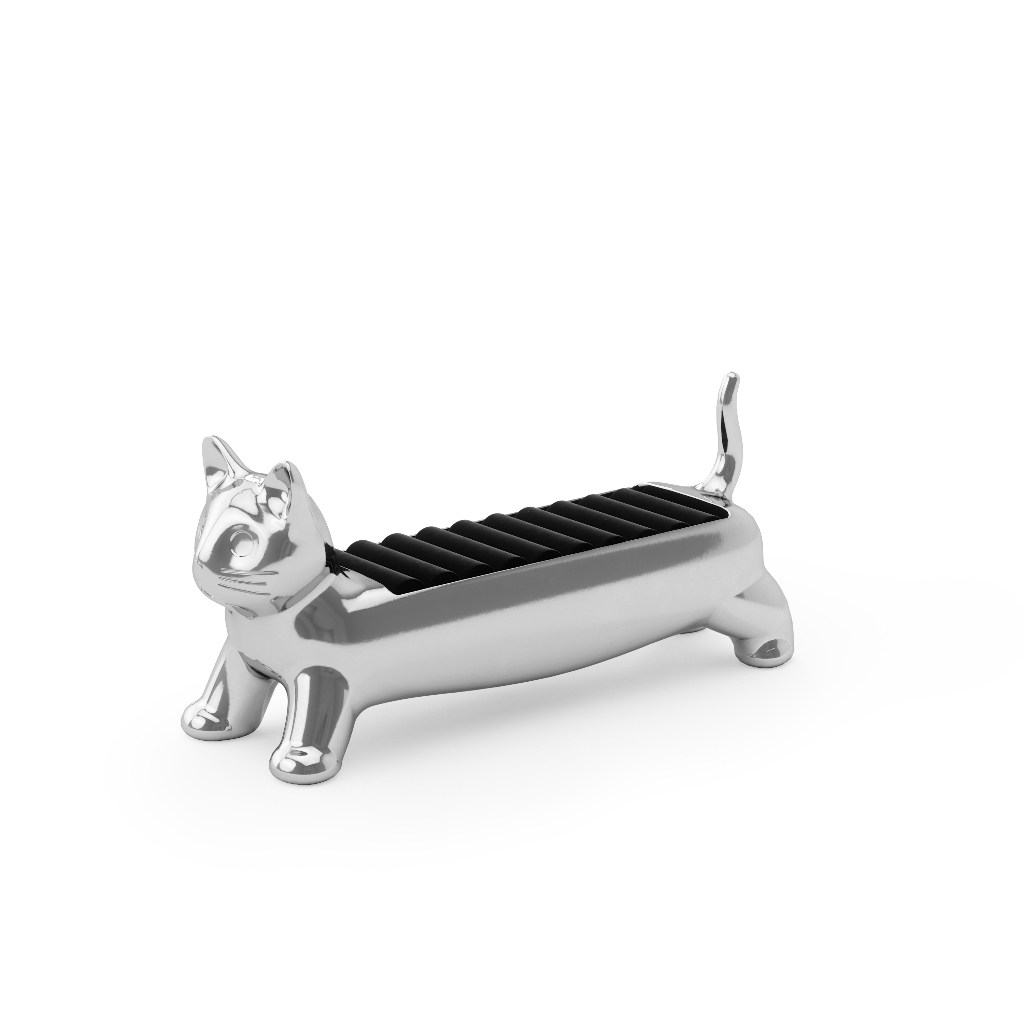 Ali Cat Prata - Porta Anéis Gato Munchkin para 9 Anéis Umbra