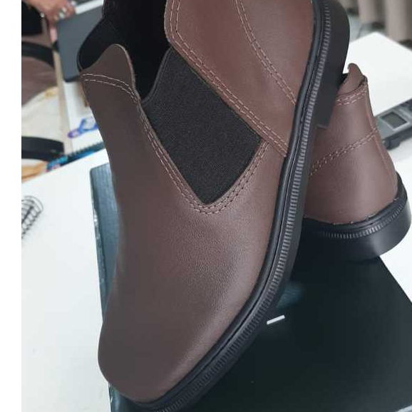 Bota Cano Curto,Botina de Couro Legitimo com Elastico para Ajuste Confortavel Sola de Gel-Campeira para Rodeios e Bailes
