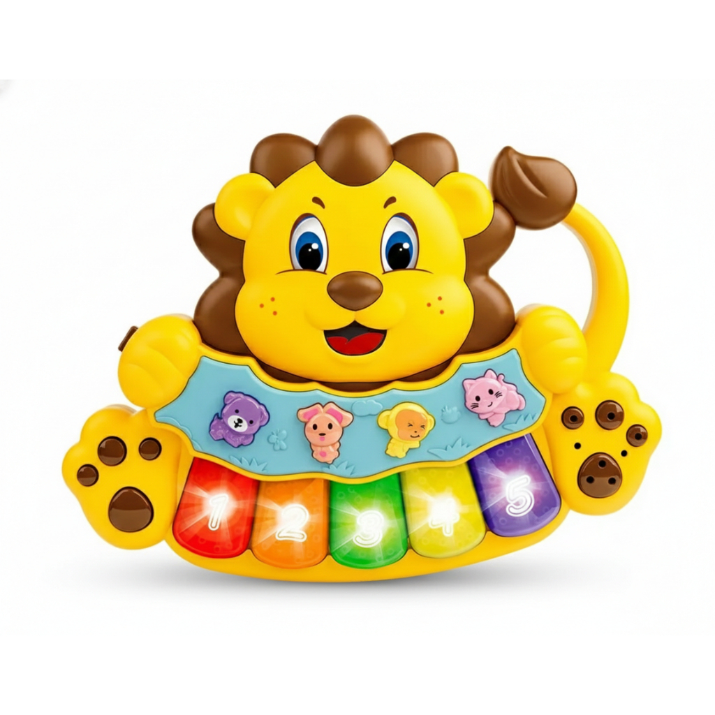 Piano Teclado Musical Infantil Animais Bebês Com Som E Luzes