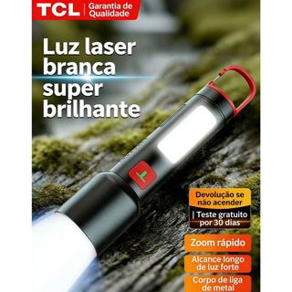 Lanterna Holofote Led Tática Recarregável Tipo-C Com Espelho Lanterna Profissional USB Ligas de Alumínio | 6h Autonomia