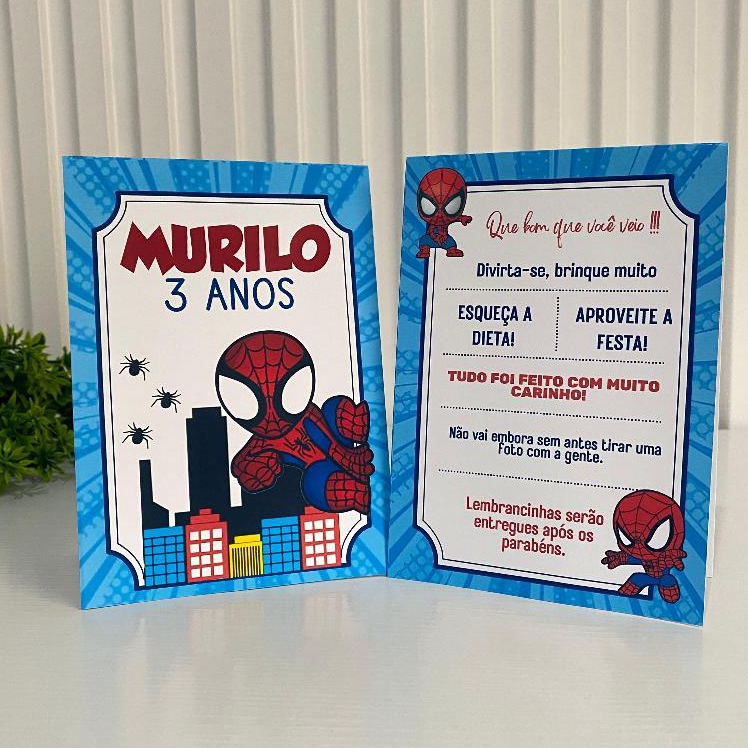Plaquinha de agradecimento HOMEM ARANHA - Centro de mesa (produzimos todos os tema)