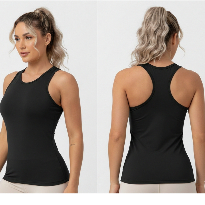 Regata Feminina Nadador Suplex Premium Decote Redondo Elegante Academia em Oferta na Shopee