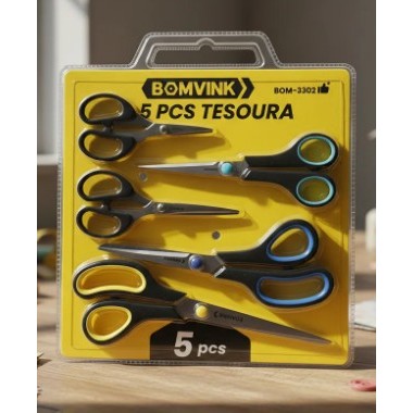Tesouras Bomvink Preto- Kit com 5 Tesouras em Oferta na Shopee