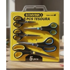 Tesouras Bomvink Preto- Kit com 5 Tesouras