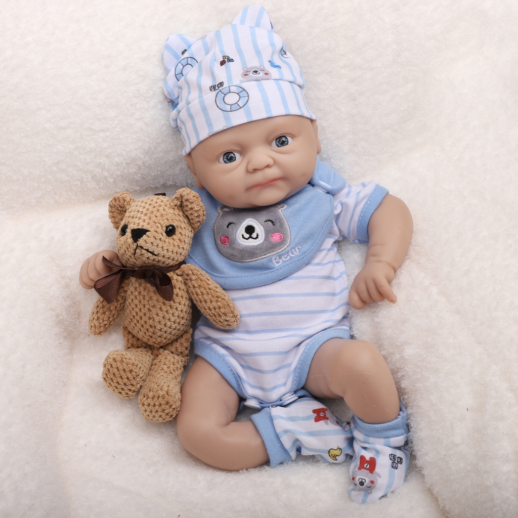 Bebê Reborn Silicone Solido 40cm Menino Suave Pode dar Banho em Oferta na Shopee