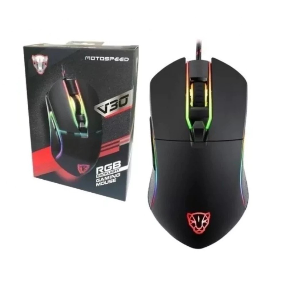 Mouse Gamer Motospeed V30 Led Rgb 5000 Dpi 6 Botões Usb Óptico - Preto