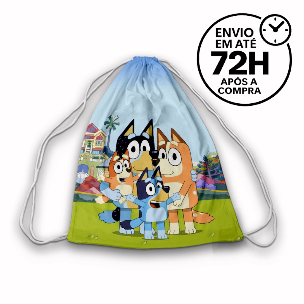 Mochilinha Saco Bluey saquinho para festa Aniversário Pronta Entrega (Envio Imediato)