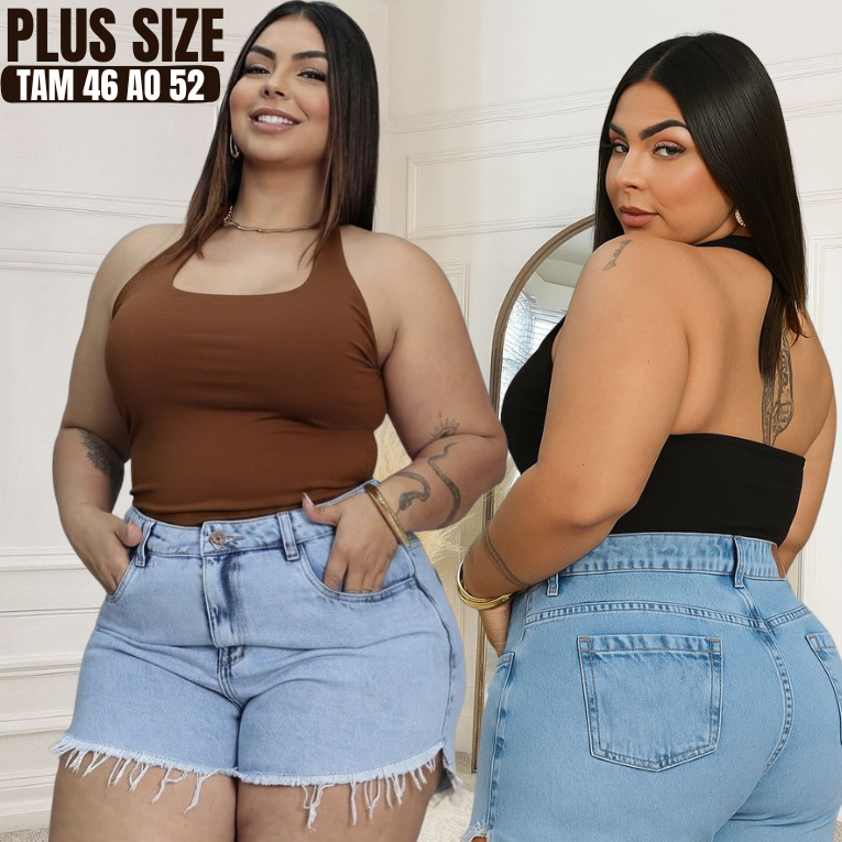 Blusa feminina plus size regata alcinha  cropped frente unica moda plus size suplex decote quardado em Oferta na Shopee