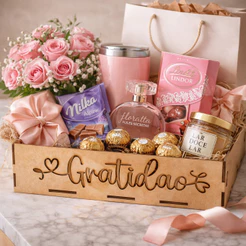 Kit Bandejas Gratidão 20x15x7 Decoração Organizador Multiuso Guarda Roupa Armario Cozinha