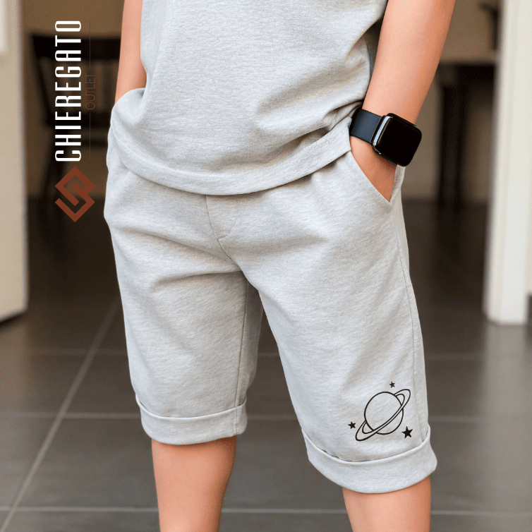 Bermuda Moletom Short Infantil Juvenil Para Criança Menino Estampado Com Elástico E Bolso Lateral