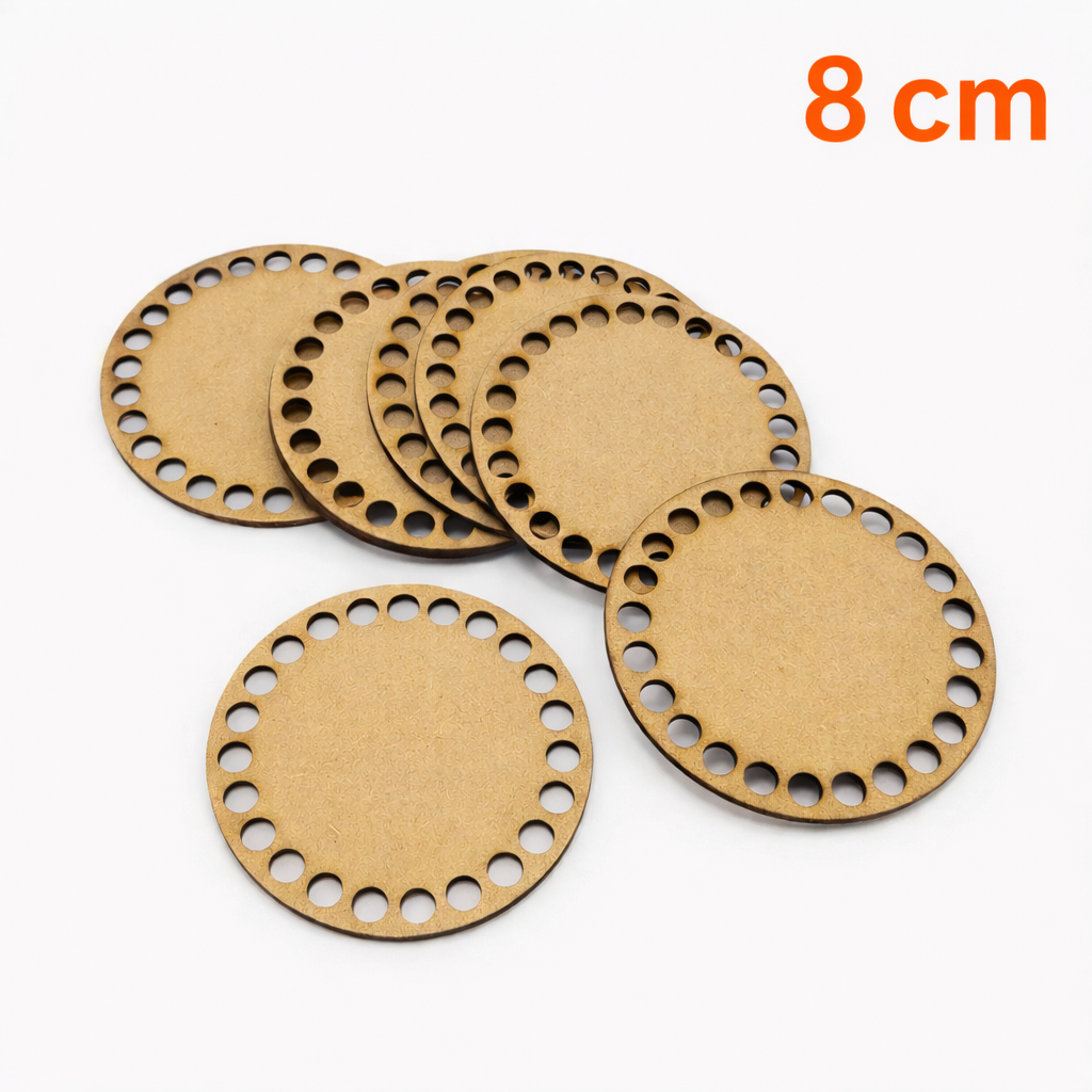 Kit 30 Bases Redonda 8 cm MDF Cru para Cesto Crochê Fio de Malha