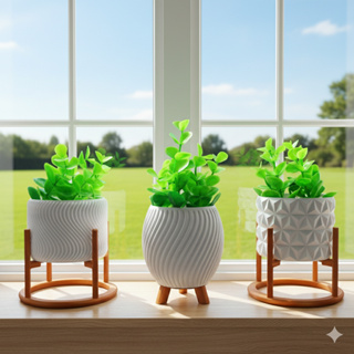 Kit de Vasos Cachepot Minimalista Vasinho com Planta Artificial Sala Decoração Moderno em Oferta na Shopee